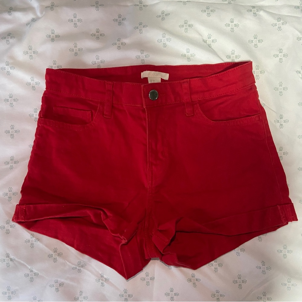 H&M Bright Red Denim Shorts